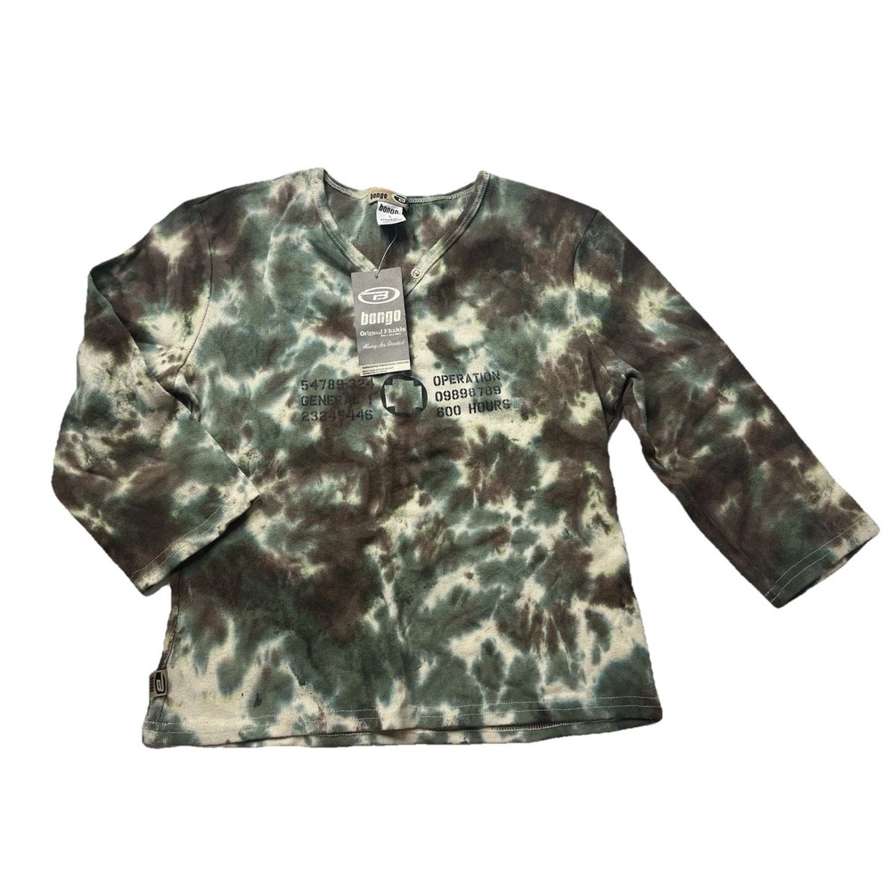 Vtg Bongo Y2K Top Shirt Camo 3/4 Length Sleeve Size Large NWT